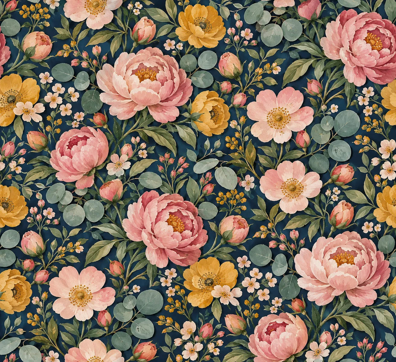 Seamless Floral Pattern Navy