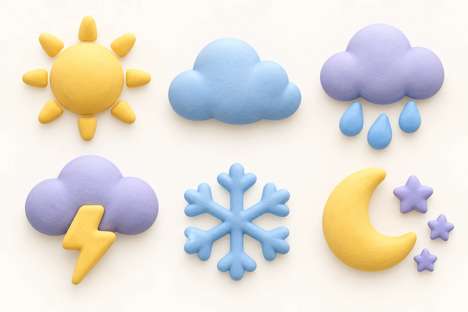 Claymorphism Icon Set Weather