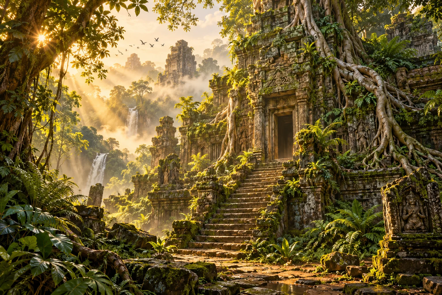 Ancient Jungle Temple at Dawn