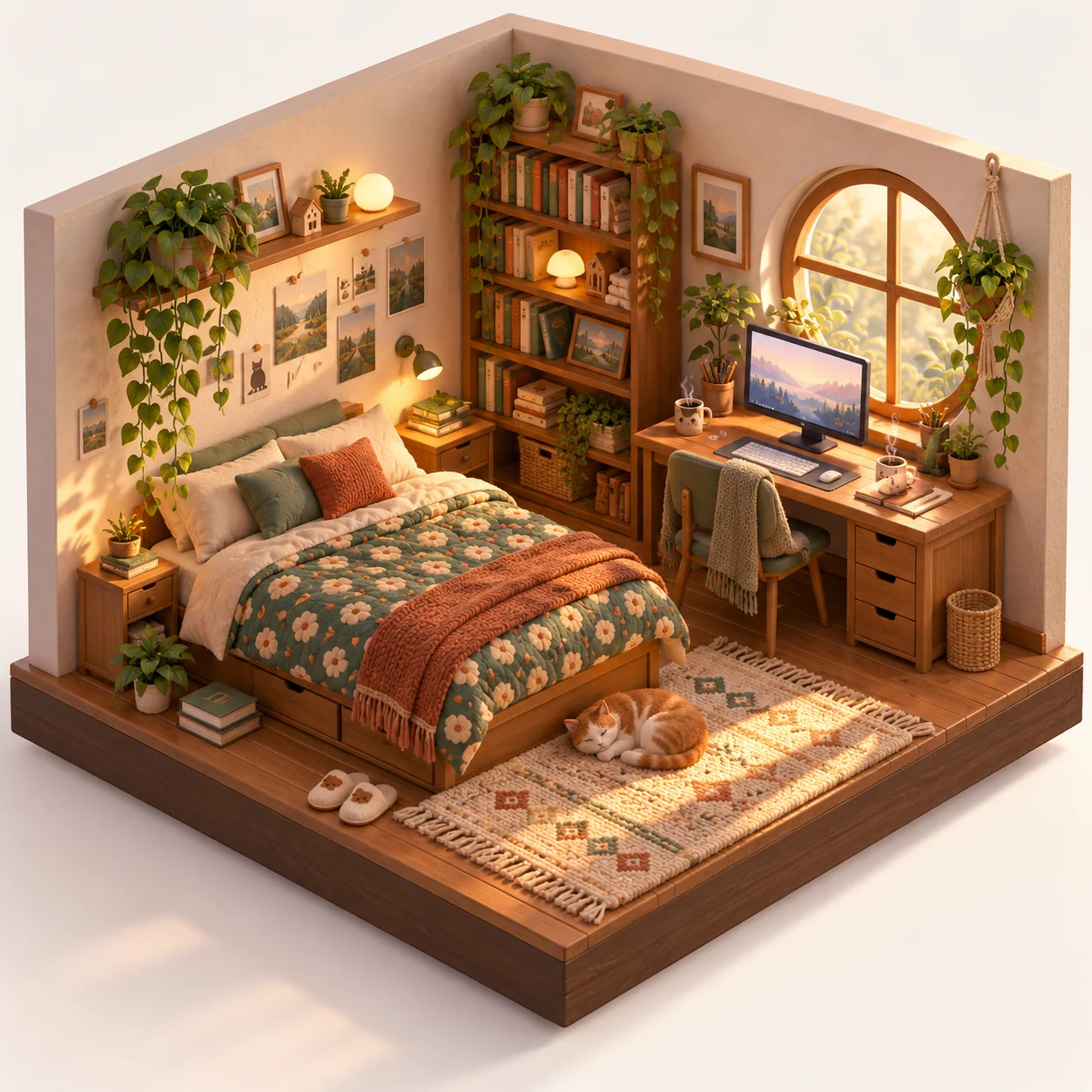Isometric Tiny Bedroom