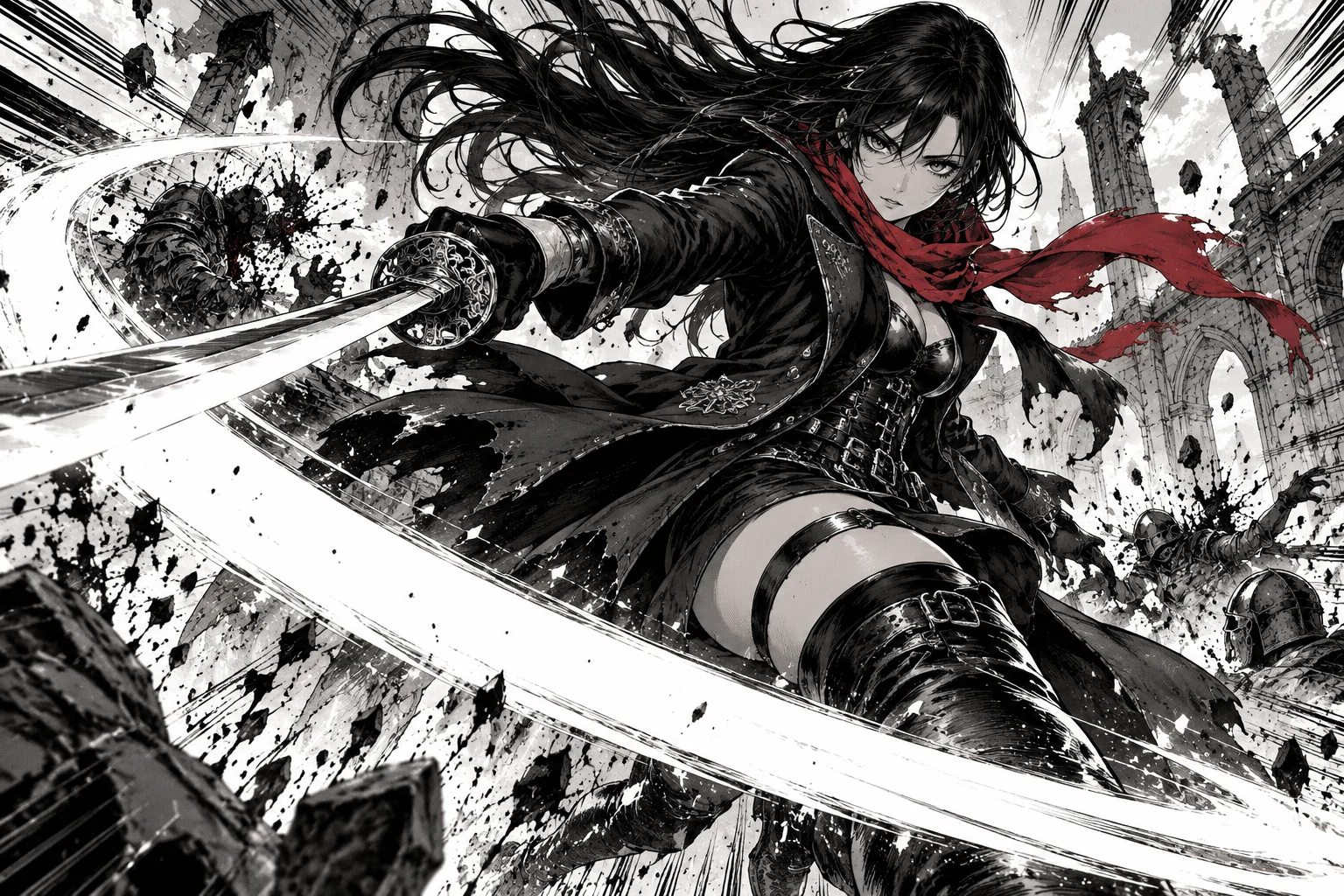 Manga Style Swordswoman Action