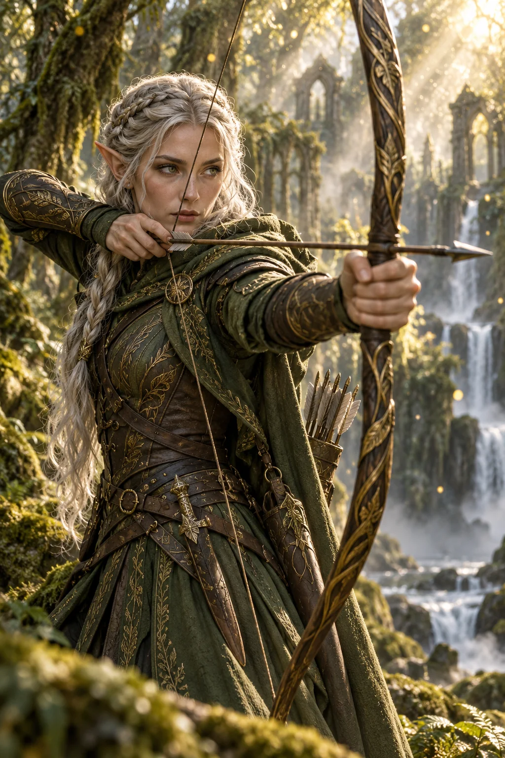 Elven Archer in Misty Forest