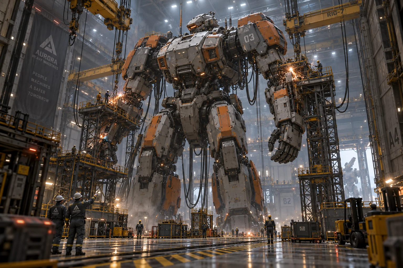 Mecha Hangar Maintenance Scene