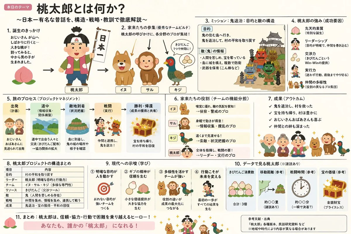 Momotaro Explainer Slide in Hybrid Style