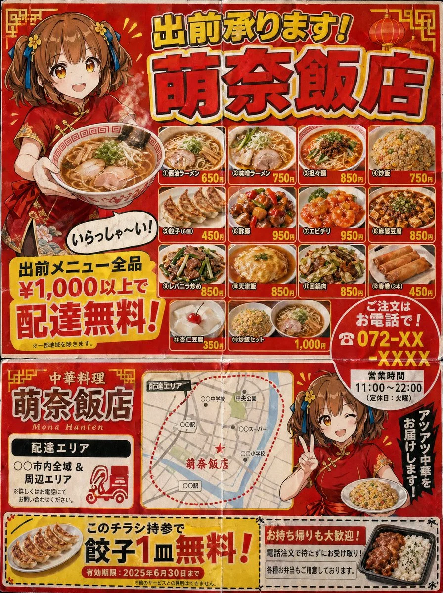 Japanese Chinese Food Delivery Flyer