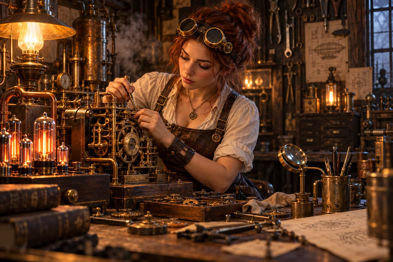 Retro Steampunk Inventor Workshop