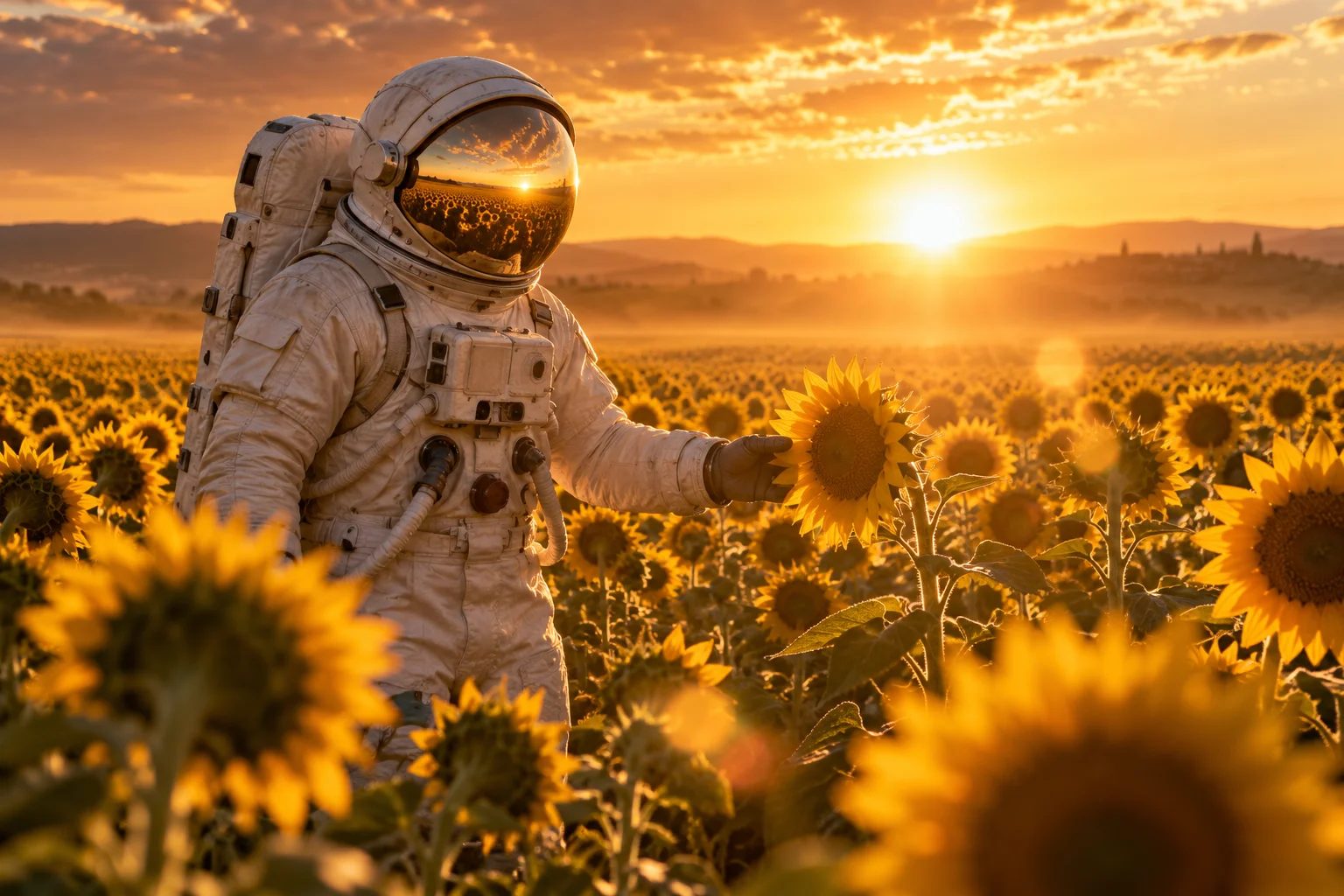 Astronaut in a Sunflower Field