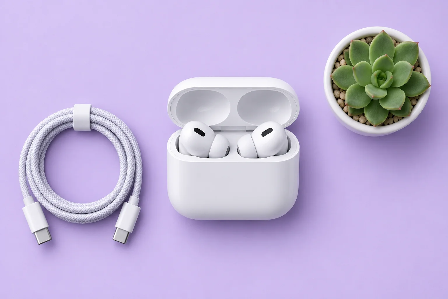 Wireless Earbuds Charging Case Flat Lay