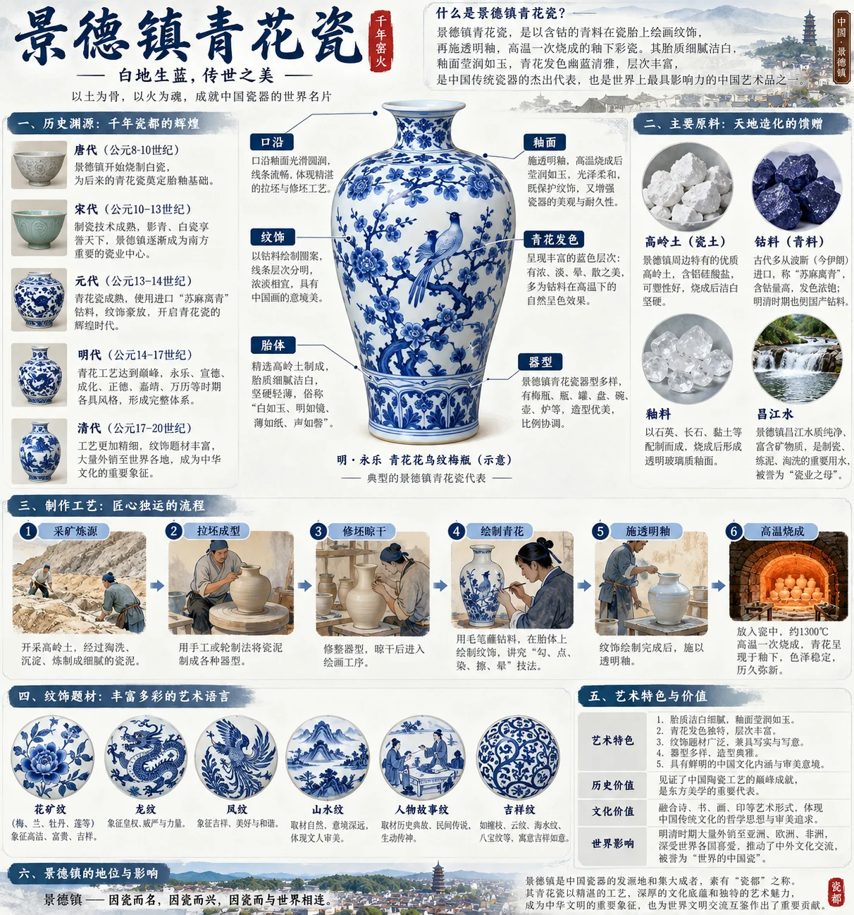Jingdezhen Blue-and-White Porcelain Diagram