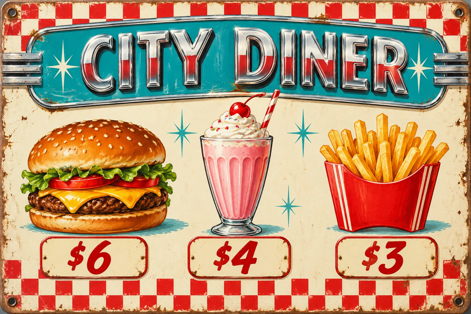 Retro Diner Menu Board