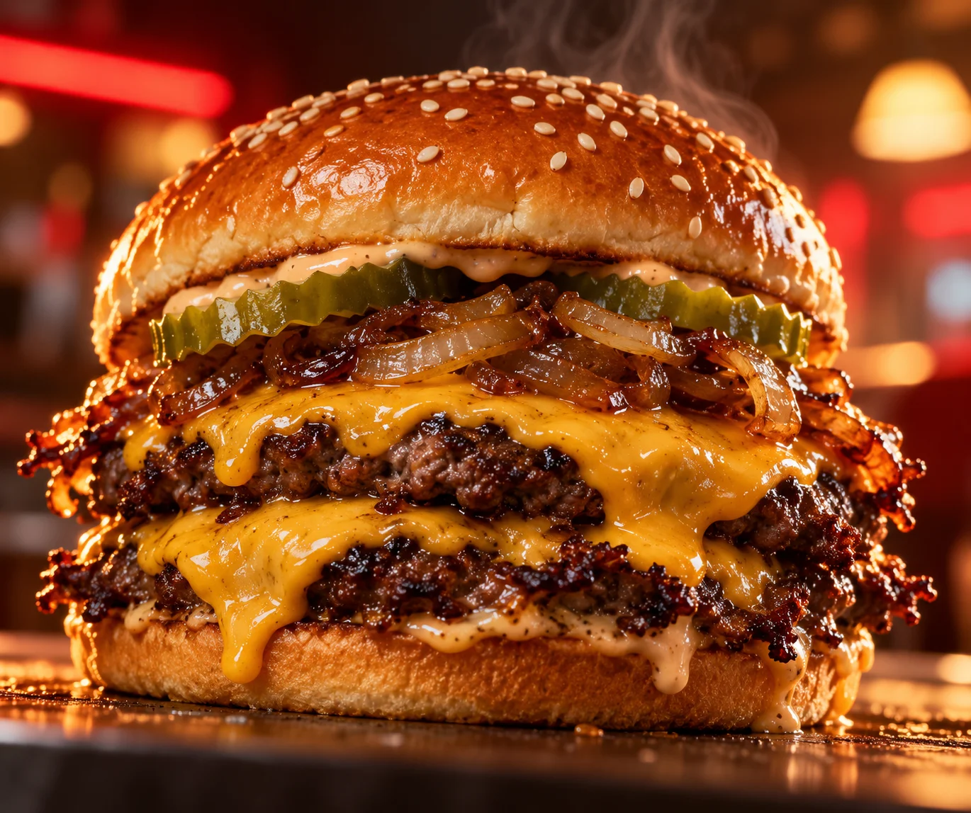Double Smash Burger Close-Up