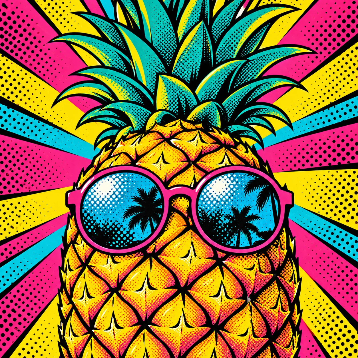 Pop Art Pineapple Pattern Poster