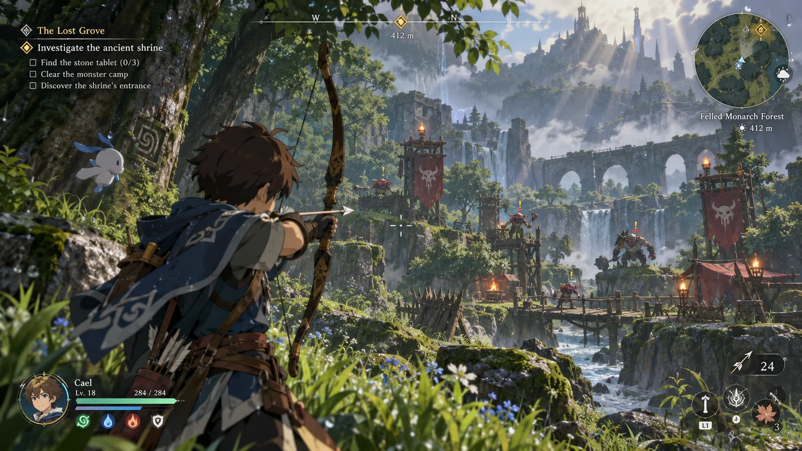 Anime open-world adventure HUD