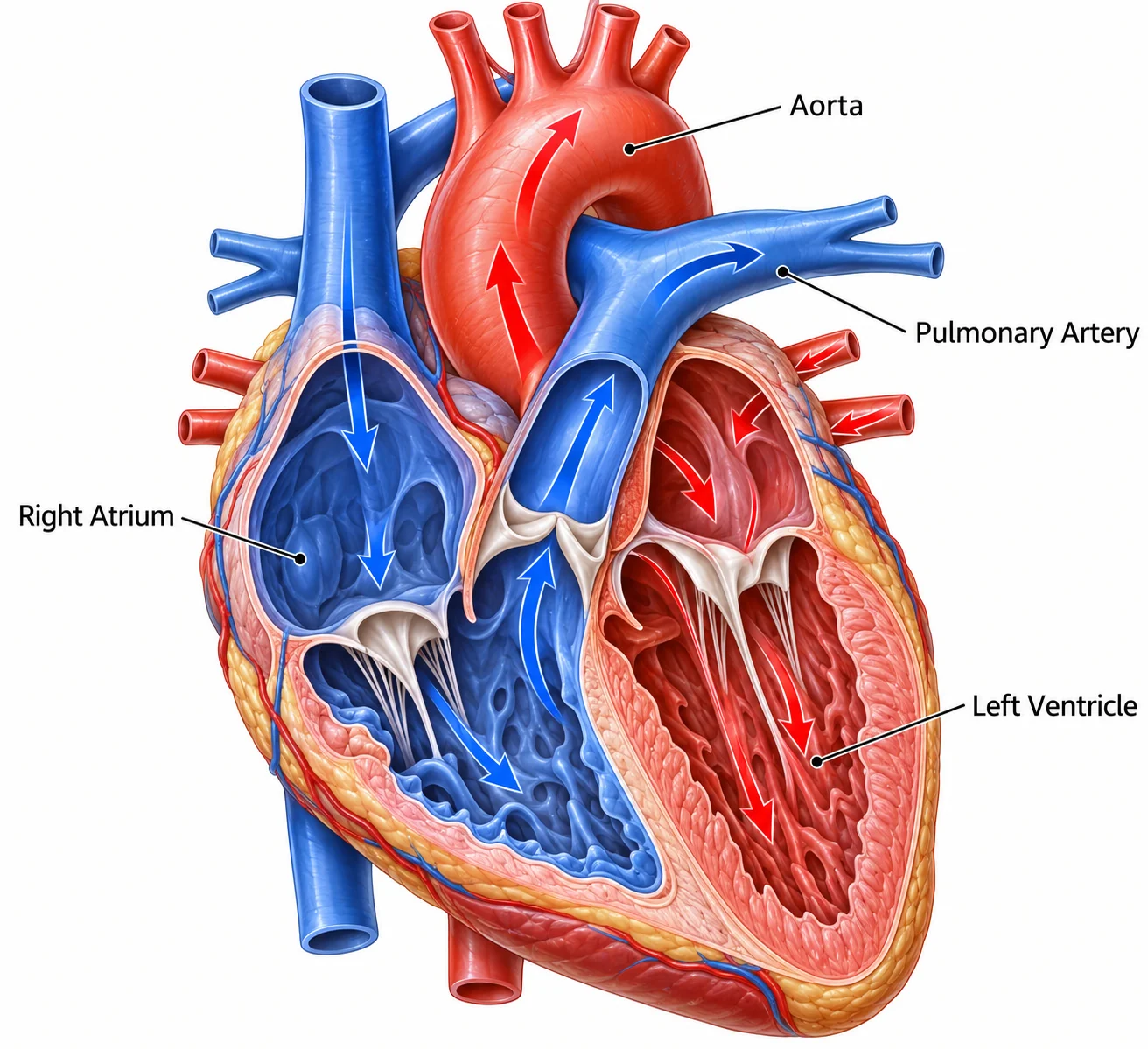 Human Heart Cutaway Illustration