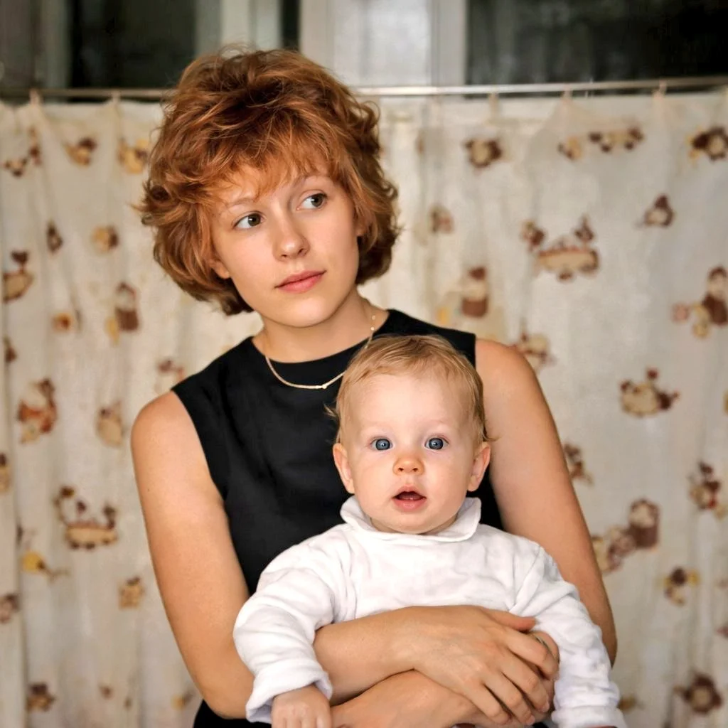 Restored Vintage Mother and Child Portrait