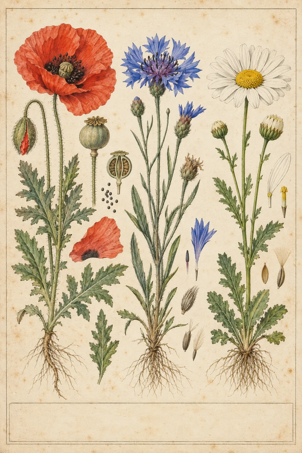Vintage Botanical Plate Wildflowers