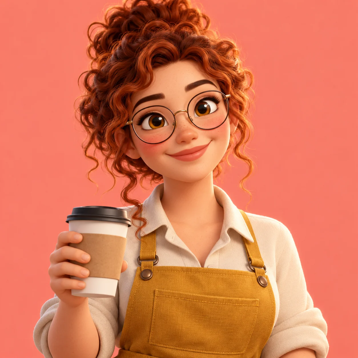 3D Cartoon Avatar Smiling Barista