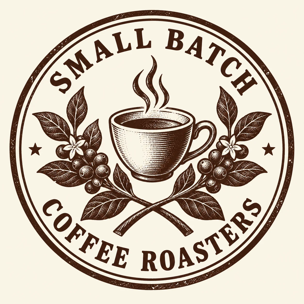 Round Coffee Shop Emblem Badge