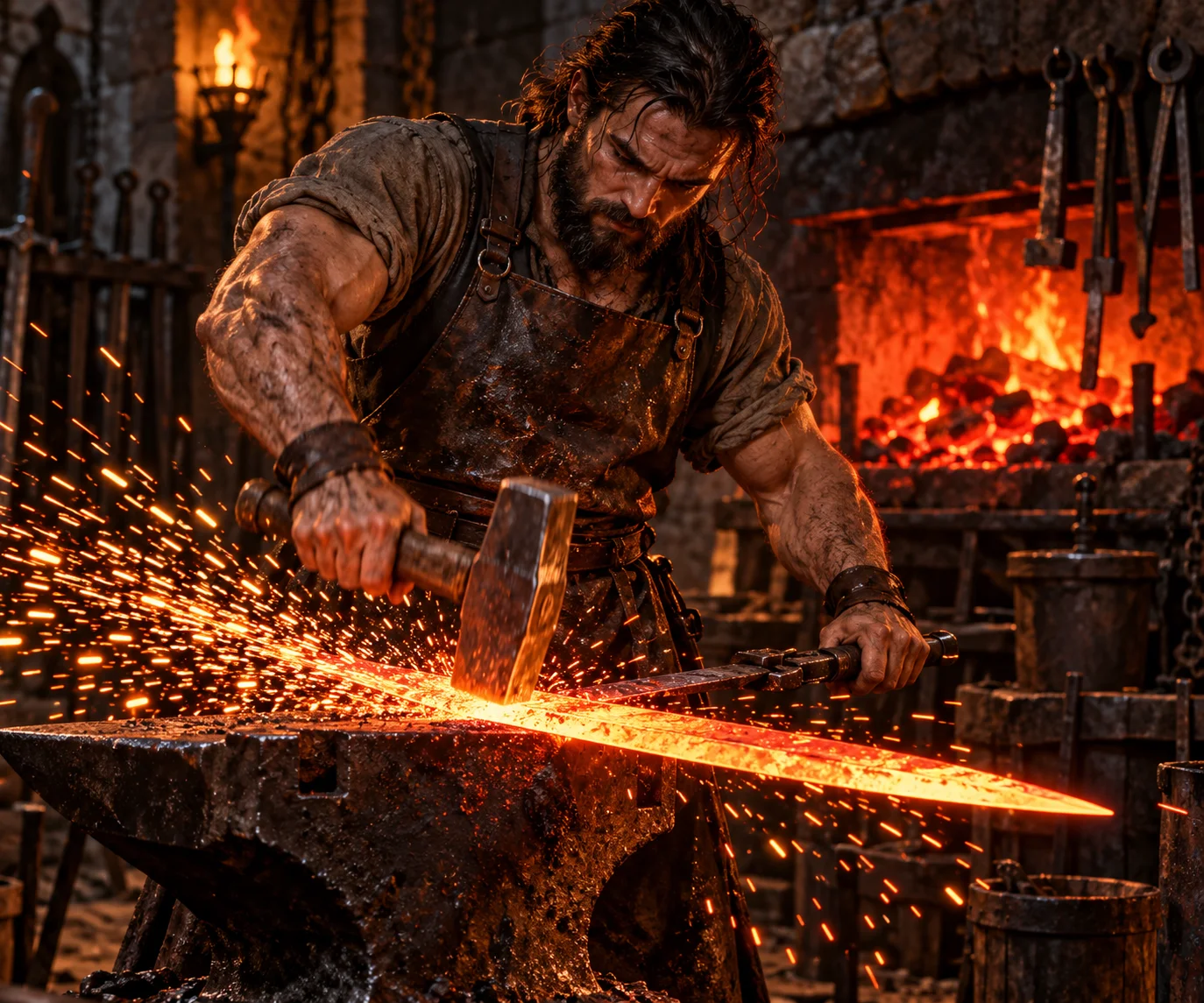 Medieval Blacksmith at the Forge
