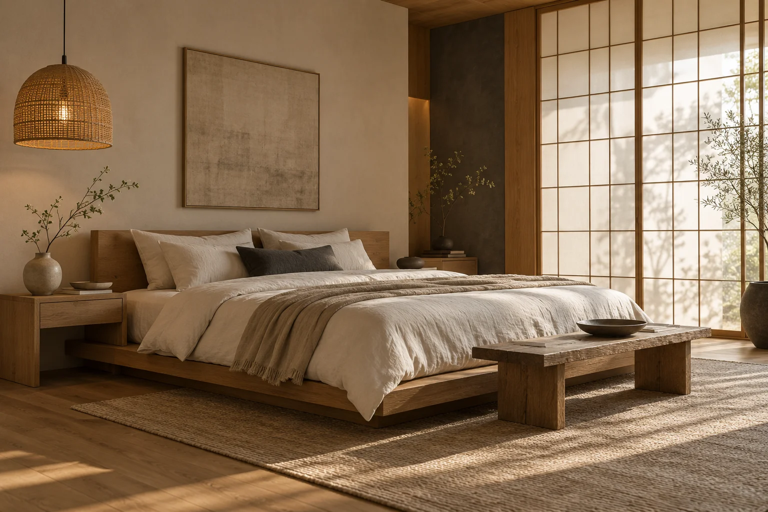 Japandi Bedroom Calm Morning