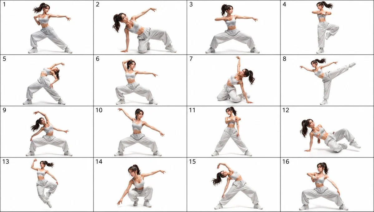 16-Pose Dance Reference Sheet